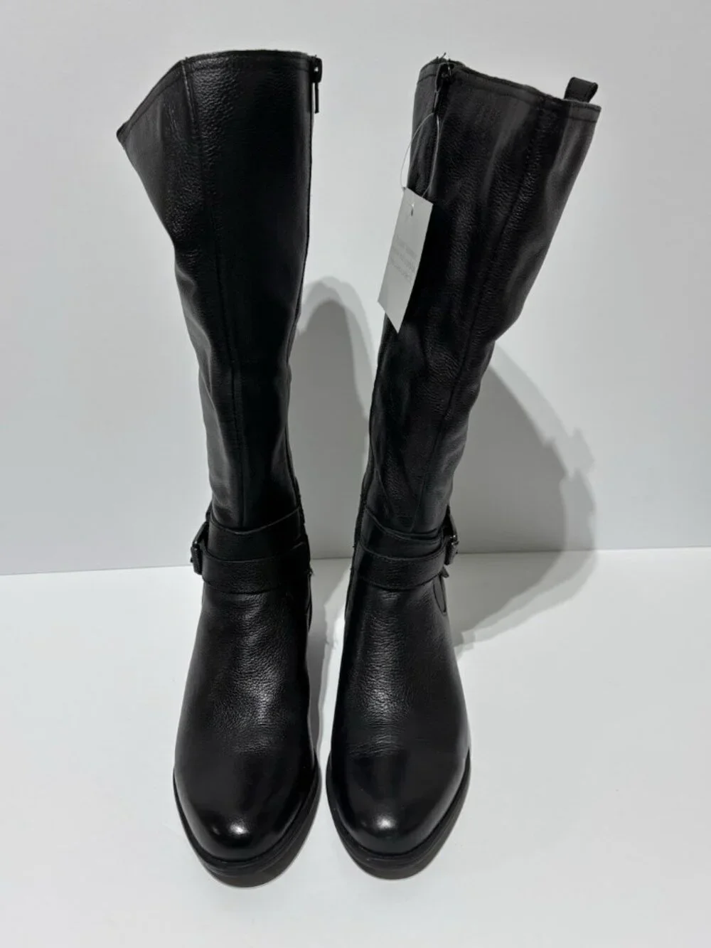 Naturalizer Women’s Kim, Black Leather Knee High Boots, Size 8.5M, Wide Calf